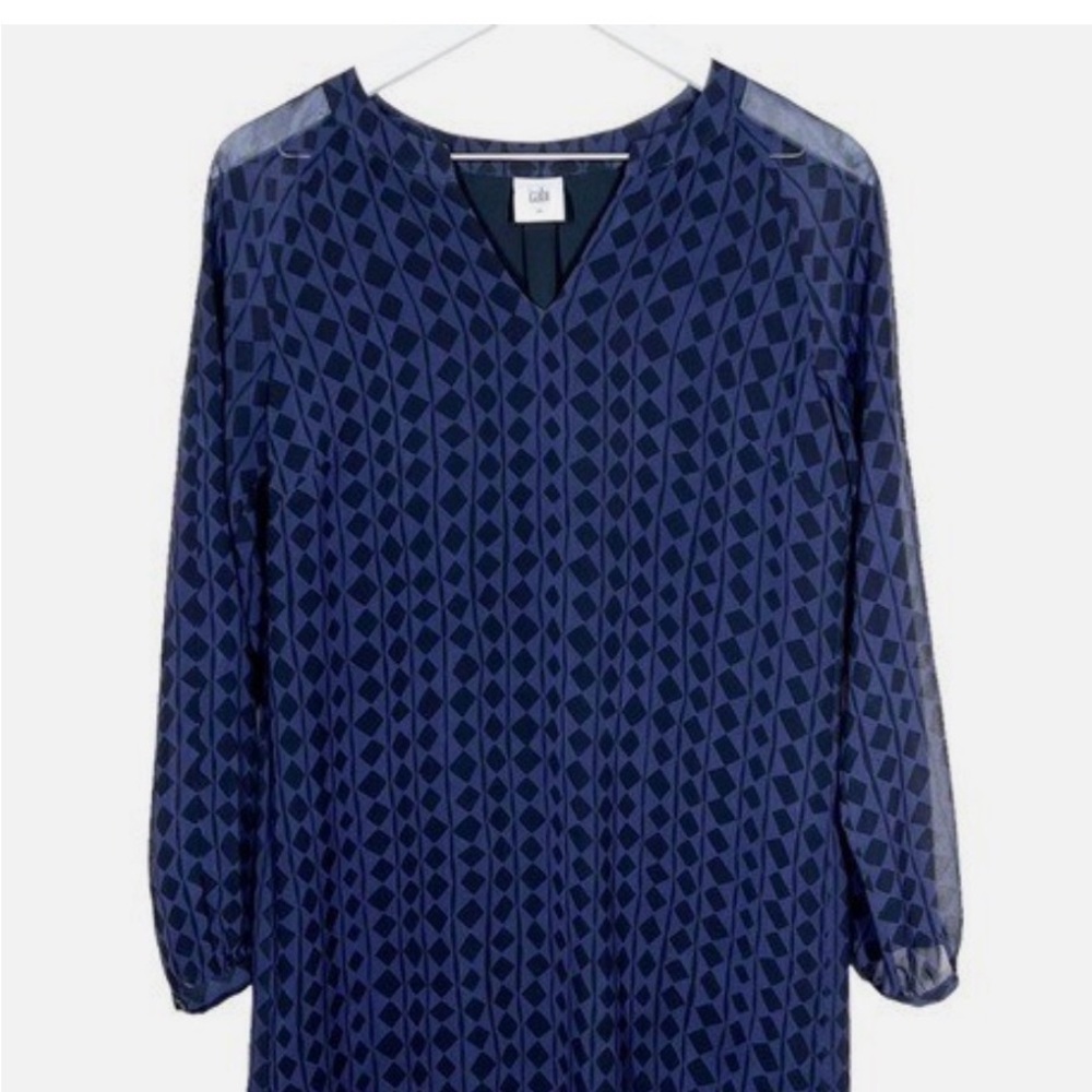 CAbi Blue Patterned V-Neck Dress